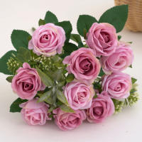 Rosa Artificial De Seda Con Ramo 1PC Flores Artificiales Para Decoración Y Bouquet De Novia 10 Cabezas De Rosas Bellas Y Realistas - details 20