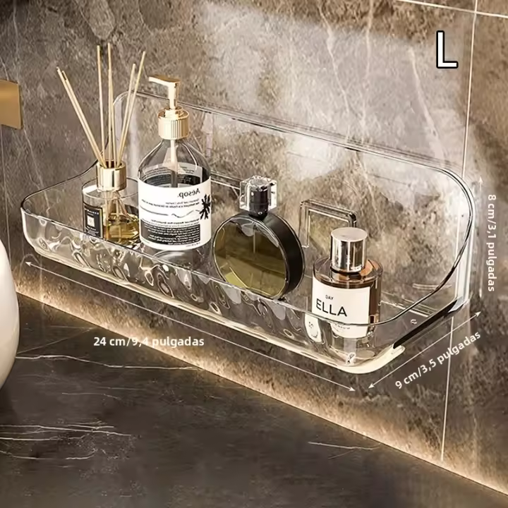 Estante De Baño Pared Montado PET Caddy De Ducha Esquina Organizador De Cocina Soporte De Maquillaje Y Shampoo Libre De Perforaciones - 1