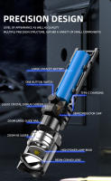Linterna LED Recargable USB Multifuncional Con Zoom Telescópico Y Luz Brillante Para Exteriores Impermeable - details 2
