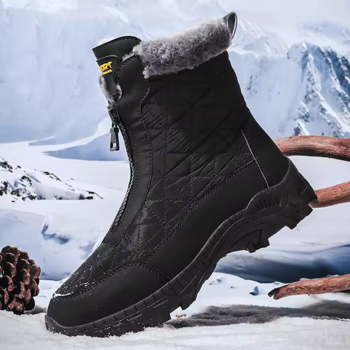 Botas De Invierno Impermeables Para Hombre Con Peluche Caliente Antideslizantes Altas Botas De Camuflaje Para Exteriores Y Senderismo - 1