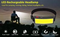 Lámpara De Cabeza LED Portátil Nueva Actualización Con Batería Integrada De 1200mah COB Lámpara Frontal USB-C Recargable Impermeable Linterna Para Camping Y Pesca - details 1