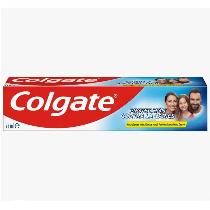 Colgate Familiar Protección Contra la Caries 75ml - Cuidado Dental con Flúor y Calcio, Dientes Blancos y Fuertes, Aliento Fresco - Pasta Dental para unos Dientes Sanos y Luminosos de Colgate - 1