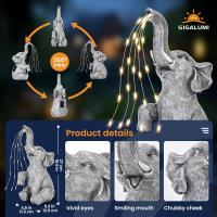 Estatua de Elefante decoración de jardín Figura Elefante de riego Luces LED con energía Solar, Regalos para Mujeres, Regalos de cumpleaños para Mujeres, decoración de Elefantes para terraza, - details 3