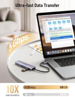 Hub USB C para MacBook Air/Pro, adaptador multipuerto USB C 6 en 1, adaptador USB-C con salida HDMI 4K, puerto USB 3.0, lector de tarjetas TF/SD para Dell, XP, HP, Surface y más dispositivos tipo C - details 1