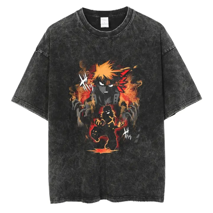 Camiseta De Verano Para Hombre Estilo Japonés Anime My Hero Academia Hip Hop Streetwear Vintage Algodón Manga Corta Con Estampado Digital - 1