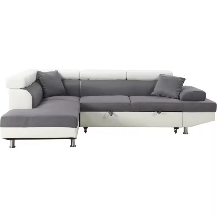 Sofá esquinero "Sophia luxe" - Blanco/ Gris - Esquina izquierda - 1