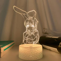 Lámpara Nocturna LED 3D Ilusión ANIME BUNNY GIRL SENPAI MAI SAKURAJIMA KAWAII Cambio De Color Multi Para Regalo De Navidad - details 14