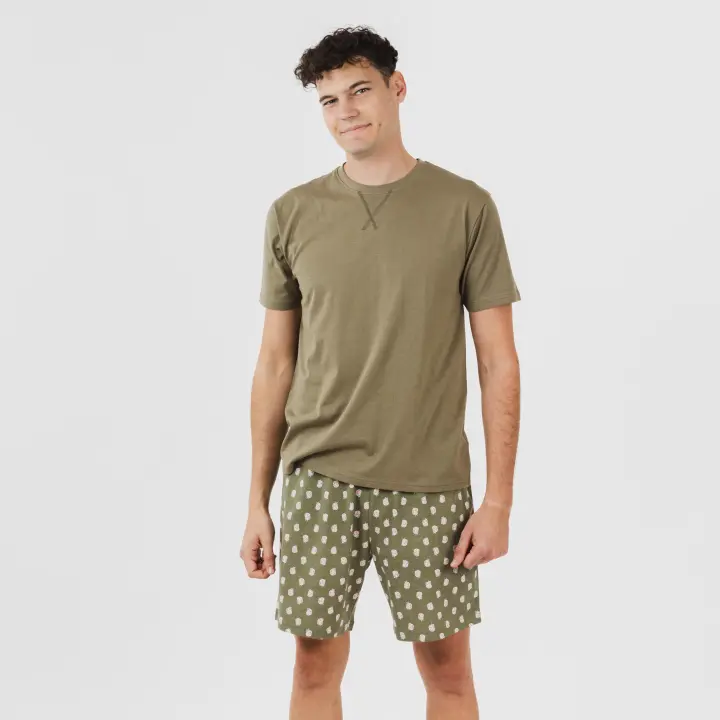 TRAMAS+ Conjunto Pijama Corto Hombre 100% Algodón, Camiseta Manga Corta y Pantalón Corto 100% Algodón. - 1