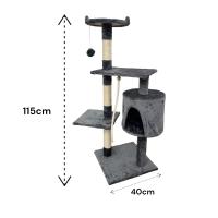 COTTECOTA-Árbol rascador para Gatos Altura 115*40cm Árbol para Gatos Gris Torre Arbol de Escalada de Múltiples Niveles con Cueva Espaciosa Postes Rascadores de Sisal CT - details 2
