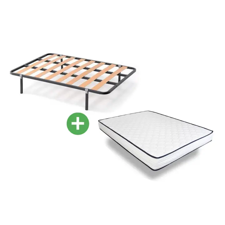 Somier de Laminas con 4 Patas 135CM + Colchon Basic 135CM - 1