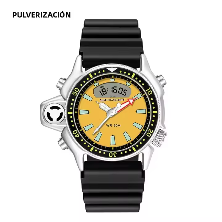 Reloj Deportivo Para Hombre SANDA Cuarzo Digital Resistente Al Agua Con Alarma Y Pantalla Dual Reloj Masculino De Moda Casual Material De Correa Resina Display LED Y Digital - 1