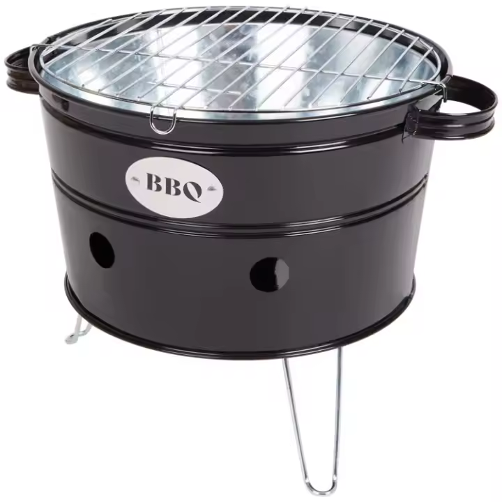 Cubo Bbq - Barbacoa de Carbón Hecha de Zinc con Asas y Patas - 1