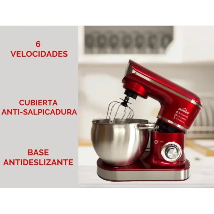 Robot 3en1 Batidora Amasadora picadora Homelux 10Litros 2300W, 6 Velocidades. colores: Rojo Negro y Gris - 1