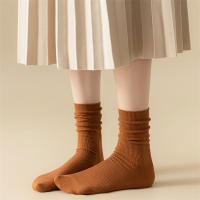 Calcetines De Mujer Estilo Coreano Medio Tubo Color Sólido Casuales Para Otoño E Invierno Calientes Calcetines De Piel - details 2