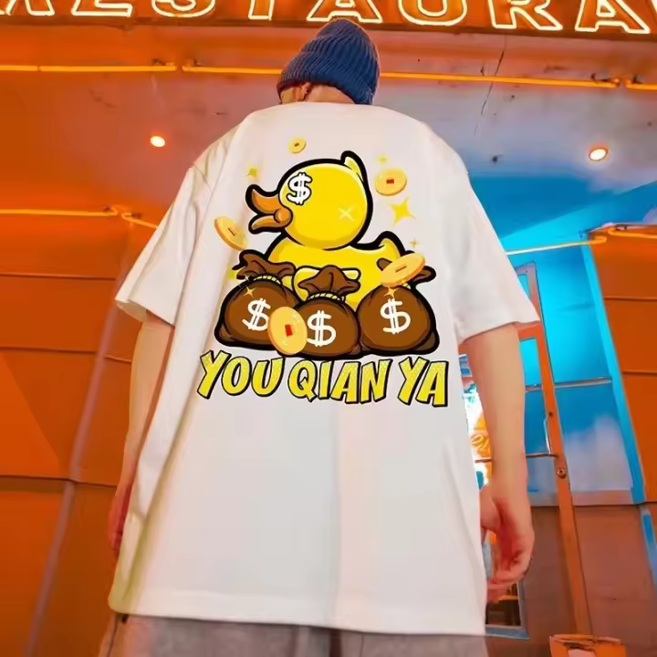Camiseta De Algodón Para Hombre Grande Con Estampado De Dibujos Animados Estilo Hip-hop Callejero Harajuku Manga Corta Para Equipo De Baloncesto - 1