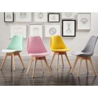 ORION91 Silla SIRIO Color Mostaza Acolchado Piel Sintética y Patas Haya 54x81x48cm Comedor Oficina Salón Teletrabajo Cocina - SpazioLuzio - details 2