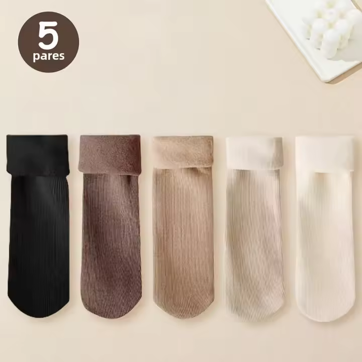 Calcetines Cortos De Invierno Para Mujer 5/10/20 Pares Gruesos Y Cálidos De Lana De Cashmere Y Nylon Para Botas De Nieve Uso Doméstico Y En Piso - 1