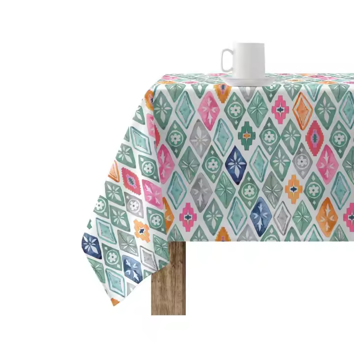 Mantel antimanchas de tela por metros impermeable teflon - Ancho 140cm - Rombos colores mallorquín 46057-1    mantel por metros; manteles; mantel barato; mantel jardín - 1