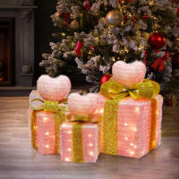 Caja De Regalo Forma De Corazón Rosa Con Luz Para Decoración De Bodas Y Fiestas Decoración De Dormitorio Arreglo De Ambiente! - details 7