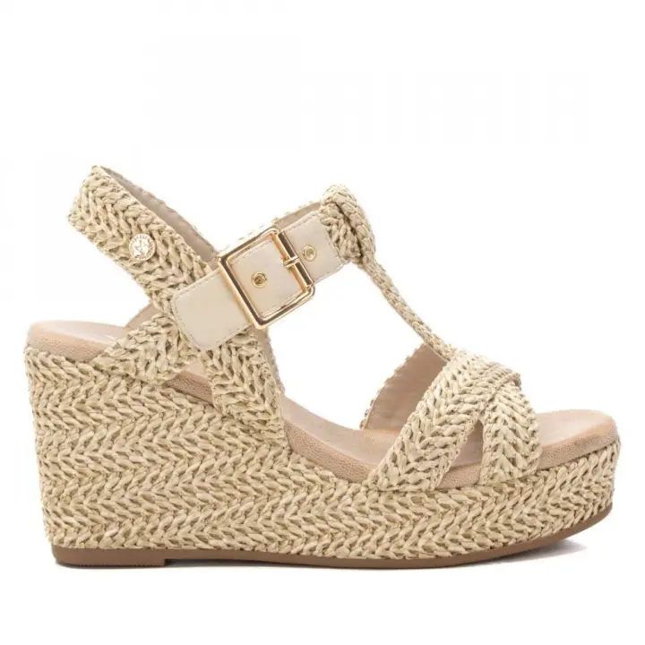Sandalias plataforma mujer XTI 143833 01 SANDALIA CUÑA PLATAFORMA RAFIA BEIGE 35739 25V - 1