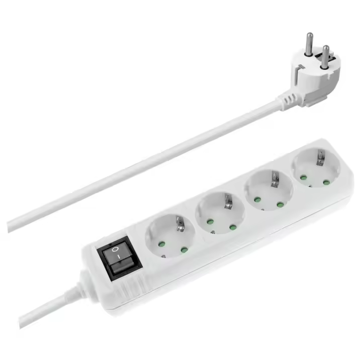 Regleta de red Schuko con interruptor 1E:4S - 1