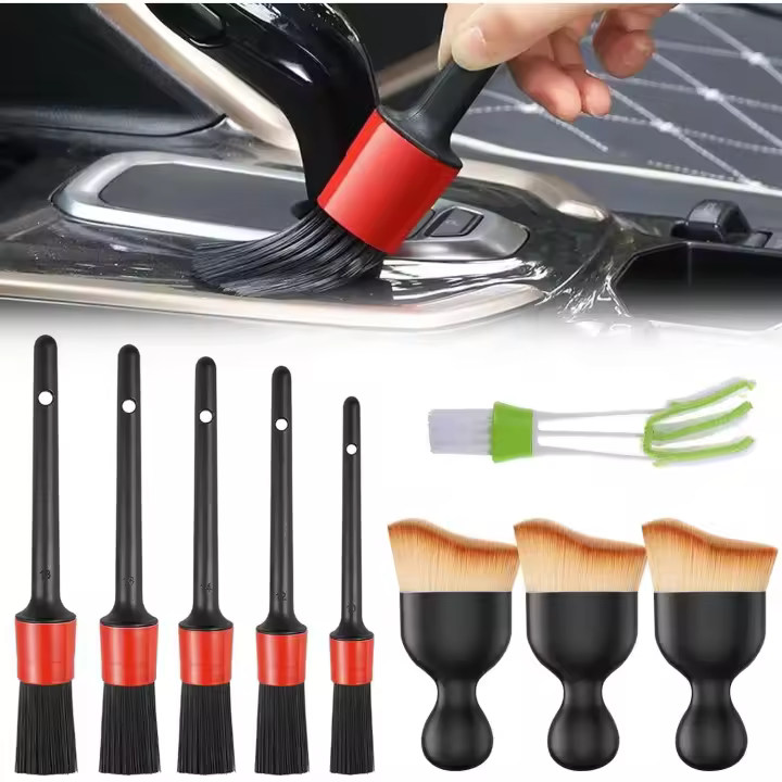 Brocha Limpieza Coche, 9PCs, Limpieza Coche Interior, Cepillos De Limpieza para Coche, Cepillos Detailing Coche Cerdas Suaves - 1