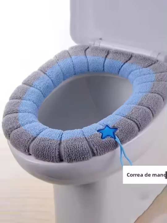 1pc Alfombra De Inodoro Portátil Tejida En Color Antifreeze Lavable Y Gruesa Cubierta Universal Para Inodoro Tipo O/U - 1