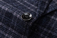 Traje Casual Para Hombre De Textura a Cuadros Azul Oscuro Ligero Para Primavera Y Verano Moda Nueva Y Trendy - details 5