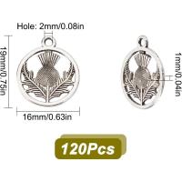 120pcs Encantos Escoceses De Espiga De Trigo Encanto Redondo Plano Con Flor Estilo Tibetano Aleación De Metal Accesorios De Joyería - details 1
