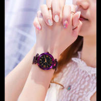 Reloj Para Mujer Estilo De Cielo Estrellado Con Hebilla De Magnetismo Y Cinturón De Malla Diamante Reloj De Cuarzo Casual Para Mujer - details 11