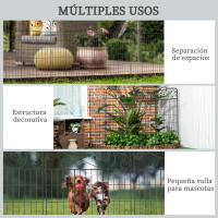 Outsunny Vallas de Jardín Exterior de 4 Paneles 88x110 cm Vallas de Jardín Metálicas Vallas Decorativas con Ángulo Ajustable para Patio Terraza Negro - details 5