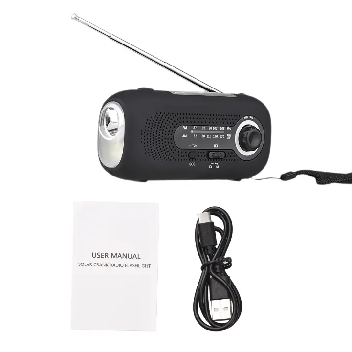 Radio Solar De Manivela Con Alarma SOS AM/FM Para Emergencias Radio Portátil Con Latería Recargable 4 Modos Y Interno - 1