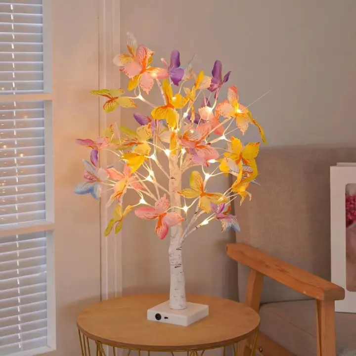 Luz De Árbol Con Mariposas LED Para Escritorio Iluminación Decorativa USB Para Bodas Cumpleaños Decoración De Hogar Y Oficina - 1
