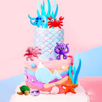 Toppers De Pastel De Mar LaVenty Tema Oceánico Decoraciones Para Cumpleaños Y Revelación De Género Figuras De Animal Marinos Para Pasteles Y Cupcakes - details 2
