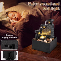 Fuente De Escritorio Con Cascada De Agua Decoración Para Relajación Y Meditación Luz Suave Lámpara De Escritorio Paisaje Reutilizable De Plástico Estilo Moderno - details 6