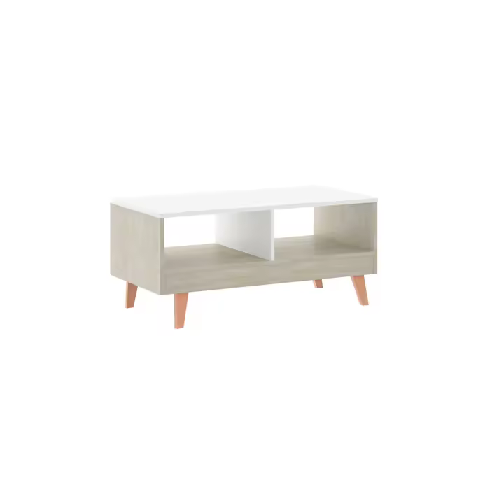 MOMMA HOME Mesa Centro ROAU con Cajón, Mesita de Salón o Comedor, Acabado en Roble y Blanco, Medidas: 90.5 x 44.5 x 40.5 cm Raíz Mesas de Centro y auxiliares Inicio Muebles de Salón y Hogar Momma Home - 1