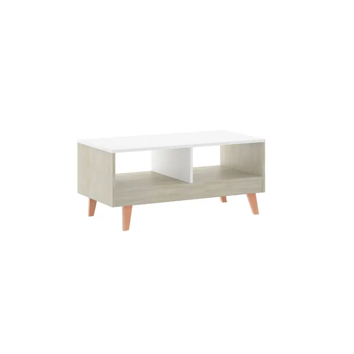 MOMMA HOME Mesa Centro ROAU con Cajón, Mesita de Salón o Comedor, Acabado en Roble y Blanco, Medidas: 90.5 x 44.5 x 40.5 cm Raíz Mesas de Centro y auxiliares Inicio Muebles de Salón y Hogar Momma Home - 1