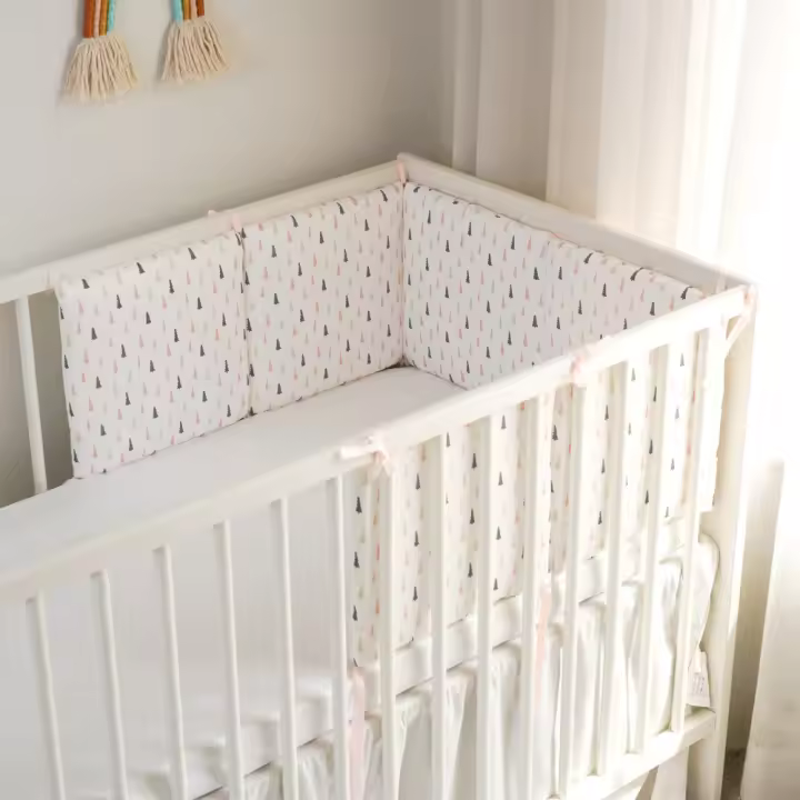 LALA - Cuna de Bebe envolvent de Algodón Puro anticolisión Combinación libre respaldo de Cama Gongsatin Rosa Pequeño árbol 30*30 LAVADO DE Pieza Entra, - 1