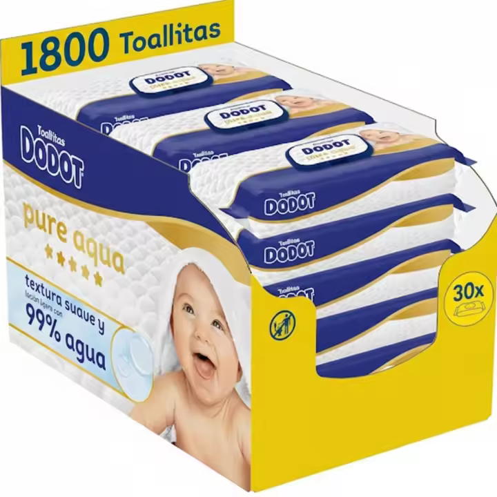 Dodot Pure Aqua Toallitas 30 Paquetes De 60 Unidades = 1800 Toallitas - 1