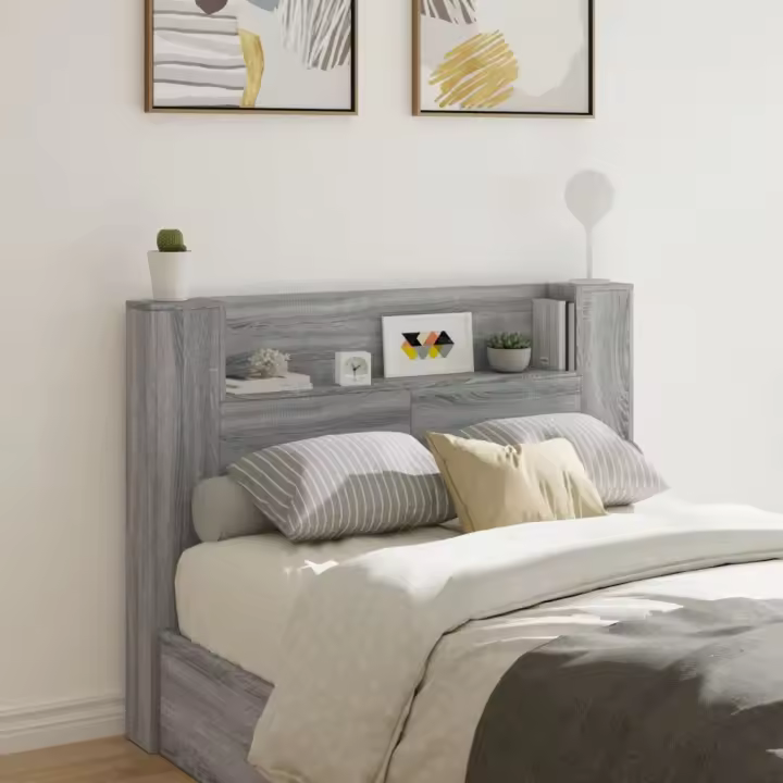 vidaXL Cabecero de cama con luz LED gris Sonoma 140x16,5x103,5 cm - 1