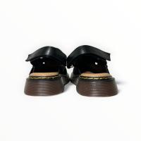 Zuecos mujer negro plataforma ajuste hebilla correa velcro estilo militar ante tendencia 2024 mujer altamoda - details 2