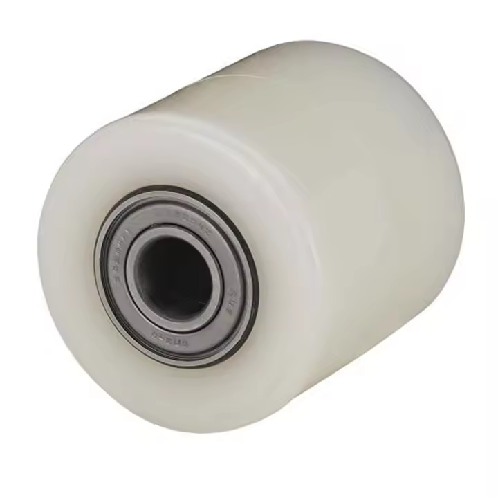 Rueda transpaleta rodillo nylon | Rueda de carga | Rodillo para transpaleta | Rodamientos de bolas | Diámetro 82 mm ancho 60 mm | Capacidad de carga: 650 Kg | Blanco (60 mm) - 1