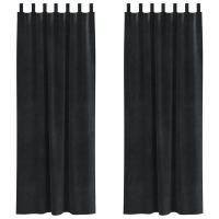 Cortinas Opacas vidaXL con Anillas 2 pcs de Terciopelo Negro - details 1