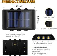 Luces Solares para Exterior, paquete de 4 Luces Solares para Jardín al Aire Libre, Luz de pared LED Blanca Cálida IP65, Luces Solares impermeables Hacia Arriba y hacia Abajo para Jardín, patio, balcón, valla, Luz de pared al Aire Libre - details 1