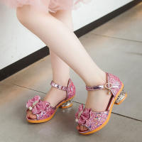 Zapatos De Niñas 2023 Nuevos De Otoño Casual Brillo Bows Children High Heel Sandalias De Fiesta De Princesa Moda Para Niñas Tallas Trueñas Material Superior PU - details 10