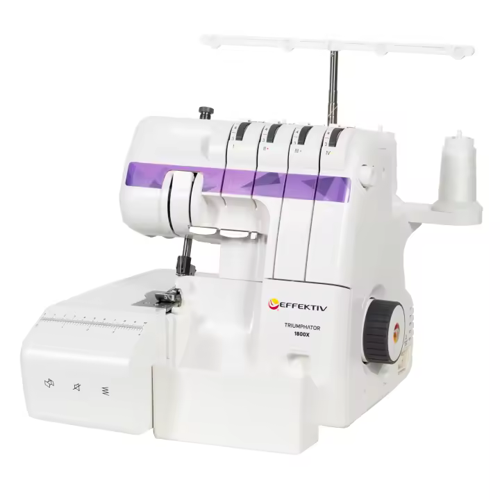 EFFEKTIV - Remalladora Overlock 1800X | Enhebrado Automático | 2/3/4 Hilo con Diferencial | Marco de Metal Completo | 120W de Potencia | 1350 Puntadas/Minuto | 20 Puntadas | Plataforma de Manga - 1