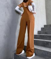 Monopiece Retro Europeo Y Americano Para Mujer Con Bolsillos De Color Sólido Pantalones Casuales Y Sueltos De Overal - details 5