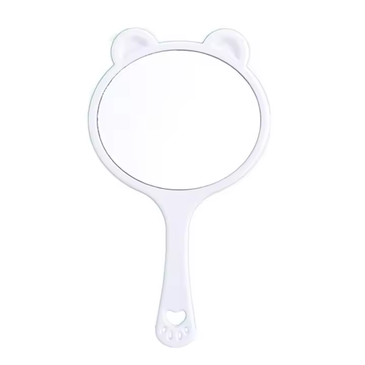 Espejo Cosmético Portátil Para Estudiantes Con Mango En Forma De Cabeza De Gato Dibujos Animados Espejo Decorativo Para Maquillaje - 1