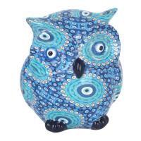 CAPRILO REGALOS & DECORACIÓN Figura Decorativa de Resina Étnica "Buho Azul Mosaico". Adornos y Esculturas. Animales. Regalos Originales. Decoración Hogar. 5,50 x 5,50 x 6,50 cm. - details 0