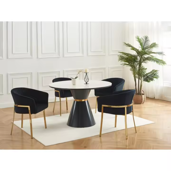 Vente-unique - Lote de 2 sillas con reposabrazos de terciopelo y metal dorado - Negro - ZAOVA de Pascal MORABITO - 1
